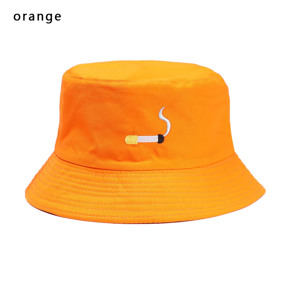 Новое поступление повседневная унисекс хип-хоп шляпа сигарета вышивка ведро Рыбацкая шляпа Очаровательная простая Модная хлопковая плоская шляпа Горячая Распродажа - Цвет: Orange