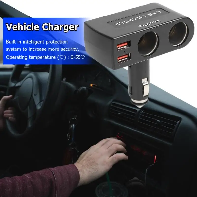 Универсальное регулируемое автомобильное зарядное устройство с 2 usb-портами QC 3,0, адаптер для быстрой зарядки, гнездо для прикуривателя для телефона, планшета