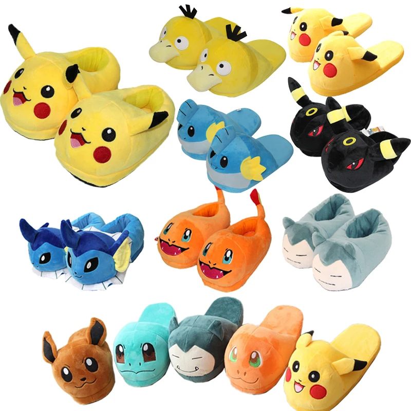 

Pokemon Cartoon Plush Cotton Slippers Pikachu Eevee Leafeon Glacia Umbreon Gengar Snorlax Adult Kids Anime Plushie Shoes Gift