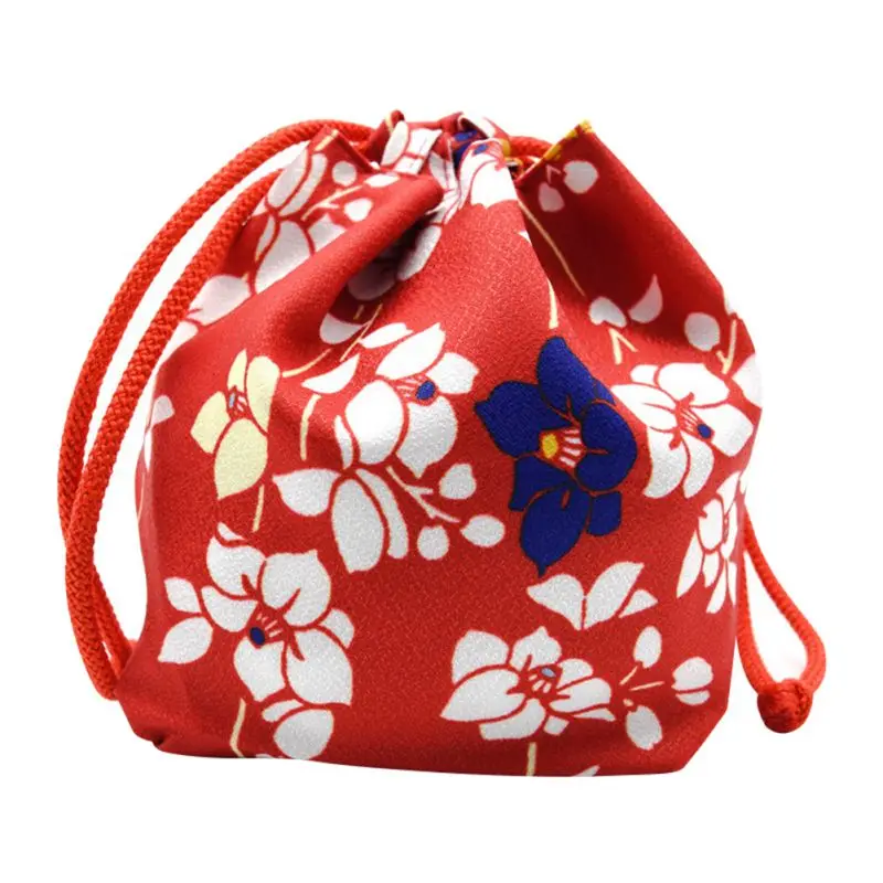 

Japanese Style Kimono Yukata Handbag Floral Drawstring Bucket Bag Japan Traditional cosplay Costumes 20x17x15CM