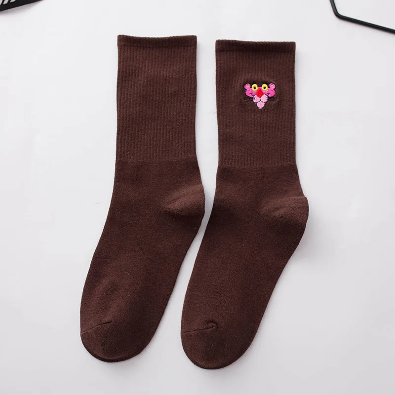 Высококачественные женские носки с вышивкой, милые носки с изображением животных, милые хлопковые забавные Повседневные носки Harajuku для женщин - Цвет: 8
