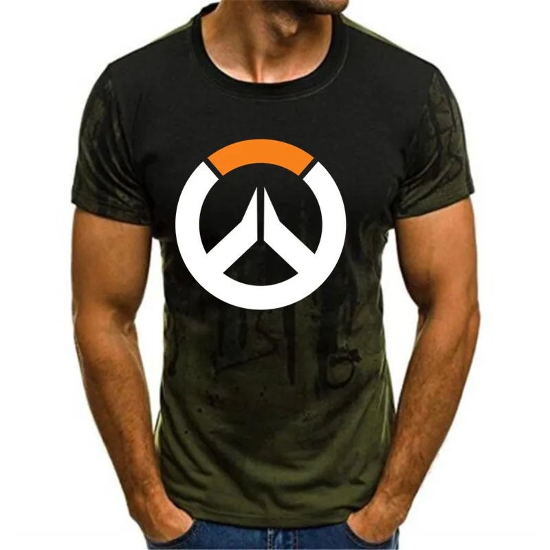 Высокое качество S-3XL Overwatch игра логотип геймер футболка по игре Футболка Топ с коротким рукавом футболки камуфляжная футболка