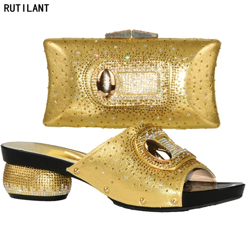 

Matching Italian Shoes and Bag Set Decorated with Rhinestone African Shoe and Bag Set for Party In Women Italy Shoe and Bag Set