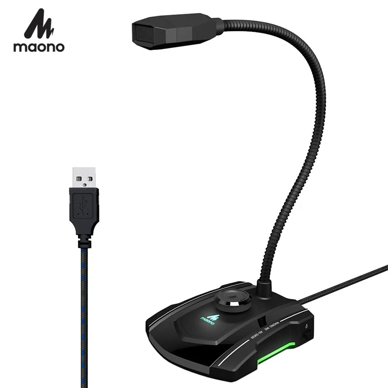 MAONO GM30 USB компьютерный микрофон всенаправленный конденсаторный игровой микрофонный Plug& Play микрофон с отключением звука для записи YouTube Skyp