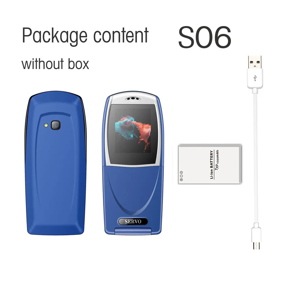 Blue Without Box Servo телефон S06 две sim-карты флип телефон 1,77 экран GPRS слоты для карт мобильные телефоны русская клавиатура Сотовые телефоны - Цвет: Blue Without Box