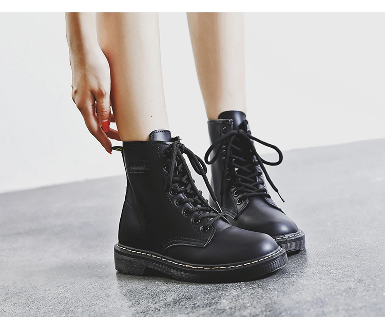Женские зимние ботинки; Botas mujer; женские Ботинки martin из натуральной кожи; модная зимняя теплая обувь; женские мотоциклетные ботильоны