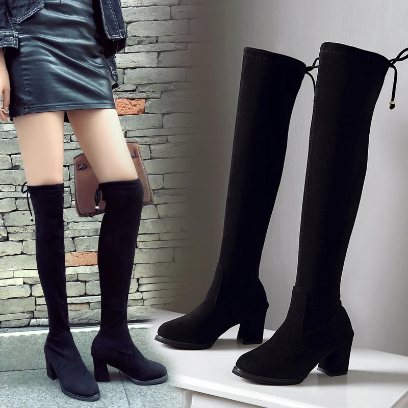 

Over The Knee Boots Women Black Sexy Boots High Heels Boots Ladies Autumn Winter Women Boots 2019 New Fashion Thigh High Boots
