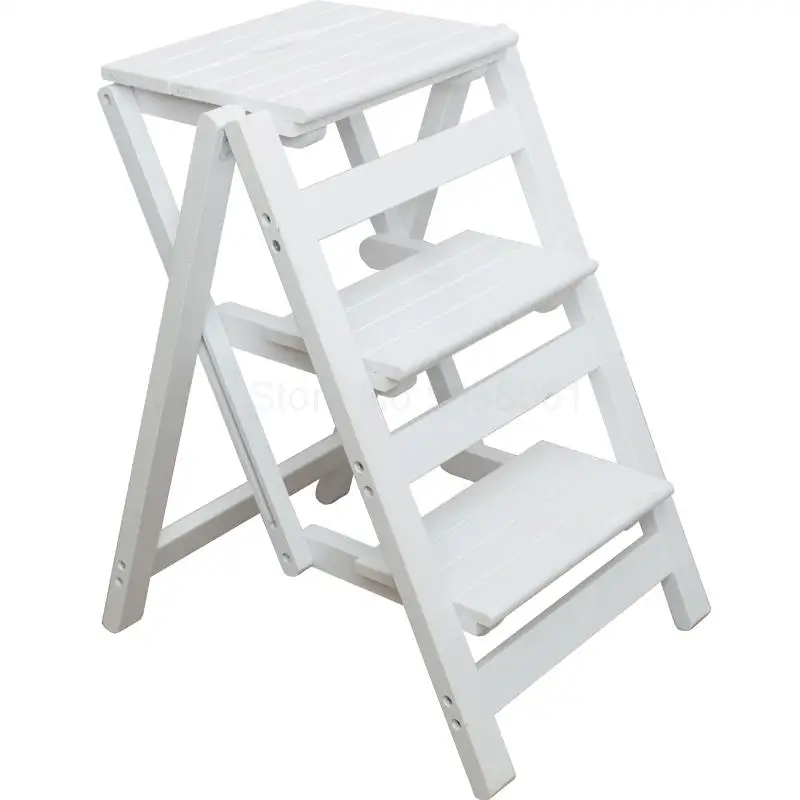 

Small stool folding portable solid wood household step ladder ladder rack free installation space indoor indoor climbing stool