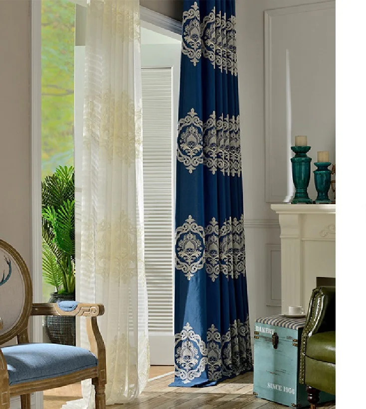 

LinenElegant Embroidery Curtains for Bedroom Modern Chinese Drape Curtain for Living Room Shade Printed Curtains Window Tulle