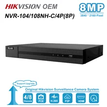 Hikvision-HiLook 4/8 CH PoE NVR H.265 4K 8MP HDMI/VGA ONVIF сетевой видеорегистратор ip-камера система видеонаблюдения NVR-104/108MH-C/4 P(8 P