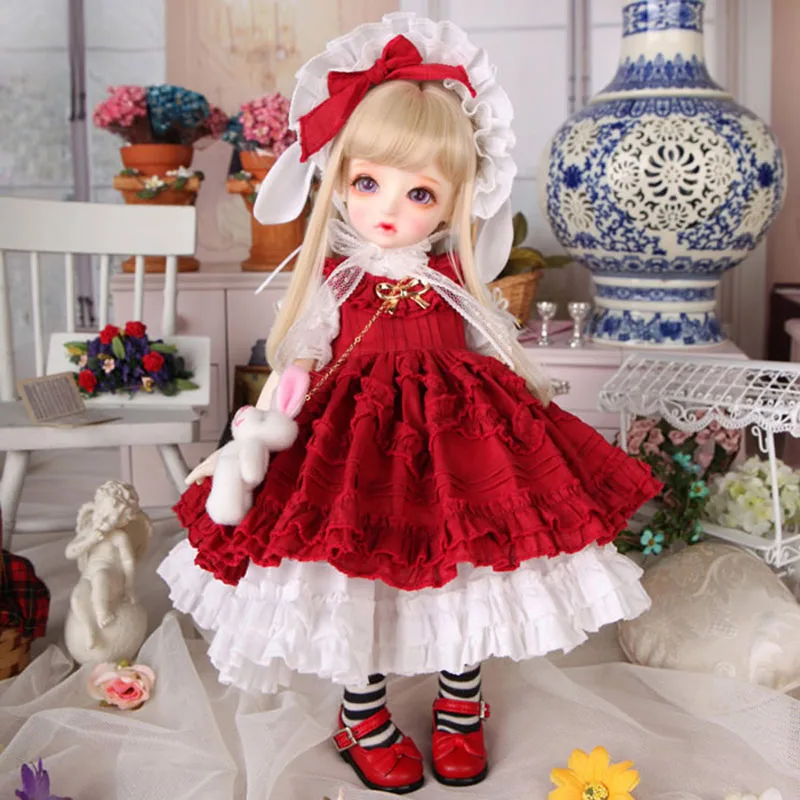 

New Arrival 1/4 1/6 BJD Doll Lovely Clothes Red Dress For Bjd Dolls Toys Accessories