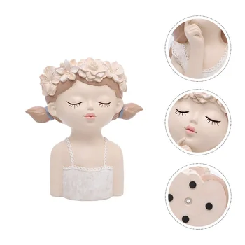 

1pc Girl Shape Flowerpot Chic Lovely Small Plant Pot Planter Succulent Pot for Desktop Office