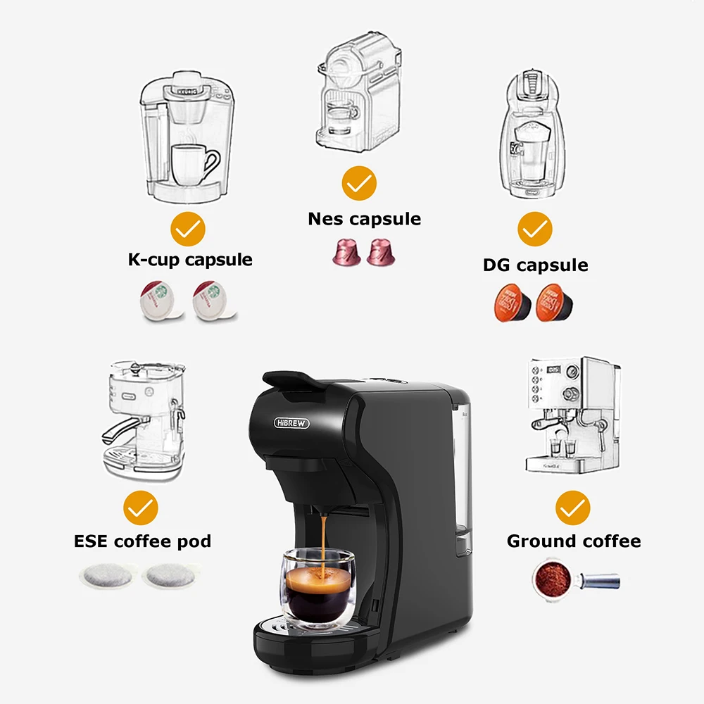 Espresso Coffee Maker Machine 4In1 Multiple Capsule Ground Pod Dining Bar Tools 