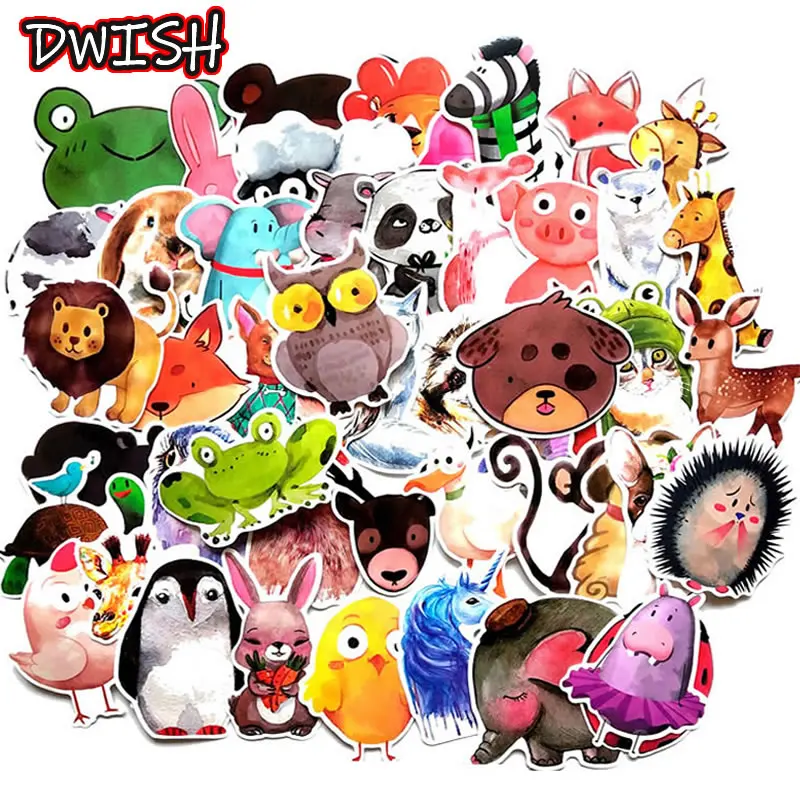 10/30/50pcs Children Cartoon Animal Waterproof PVC Stickers Skateboard Guitar Suitcase Funny Graffiti Sticker Kids Classic Toy