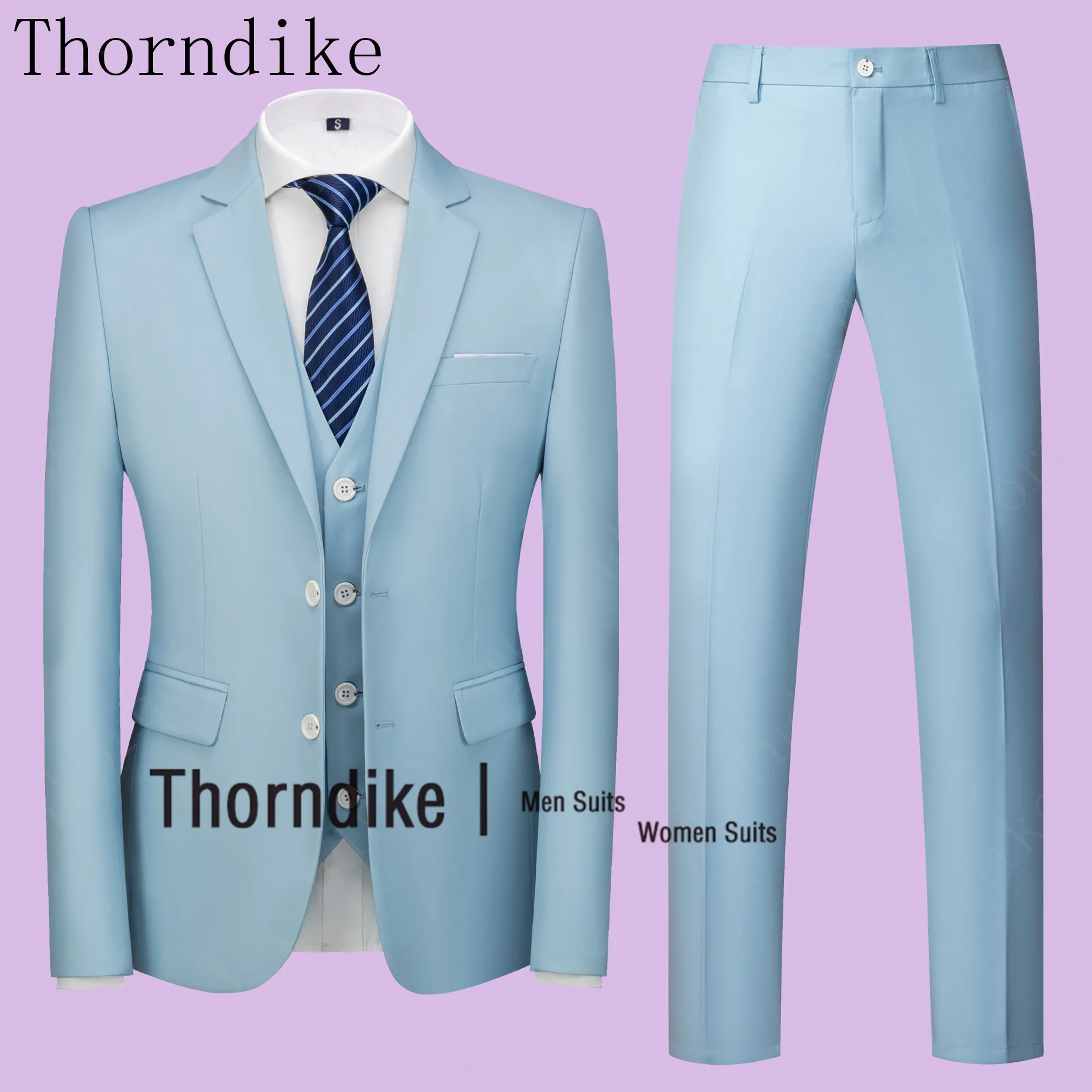 Thorndike/модный мужской костюм из 3 предметов новейшее пальто брюки повседневный
