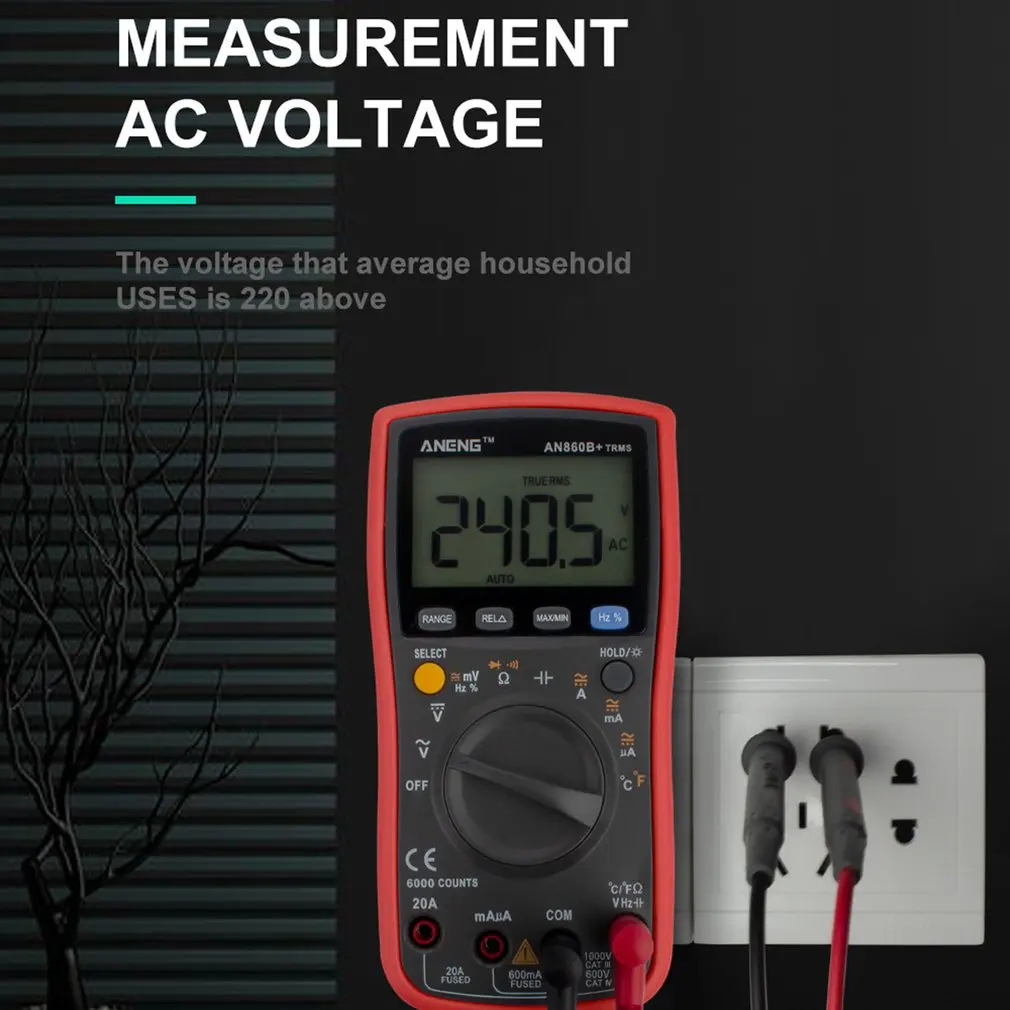 ANENG AN860B+ цифровой ЖК-мультиметр AC/DC Вольтметр Амперметр Авто Диапазон диодное сопротивление Freq емкость Temp тестер туры RMS