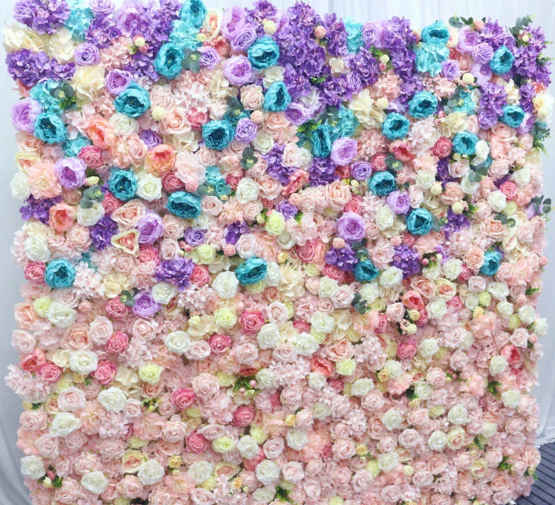 JAROWN 2M by 2M Gradient Colorful Artificial Fake Flower Wall Wedding Background Decoration Large Event Ornament Home Decor Flores (9)