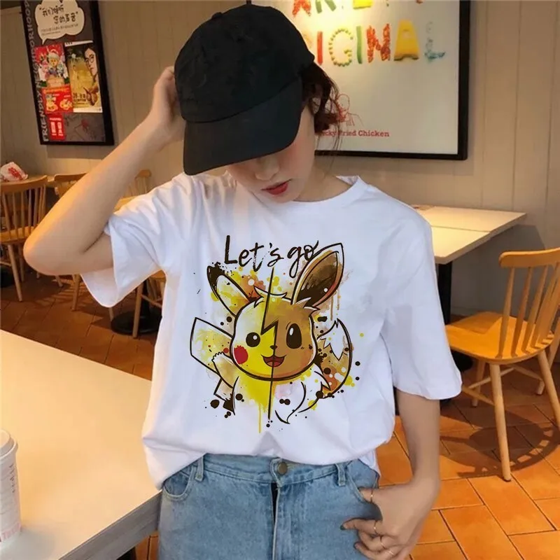 632 Для женщин футболка веселое Harajuku Покемон Snorlax Togepi Сквиртл японский футболки с персонажами из аниме, женские топы, эстетическая одежда C Пикачу - Color: 632