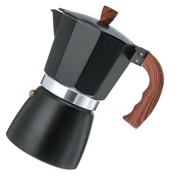 

300ml Italian Espresso Stove Top Coffee Maker Percolator Pot 6 Cups Black Electric Furnace Gas Stove Supplies