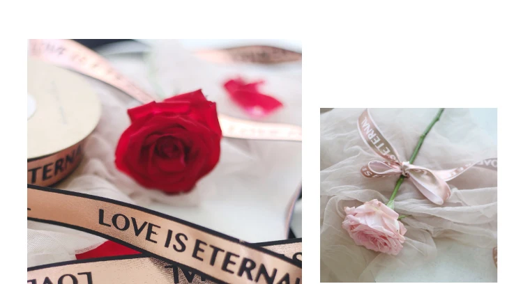 25mm Rose Gold Broadside Character Ribbon High-grade Grosgrain Ribbon Flower Packaging Ribbons Satin Gift Wrap Silk Ribbon