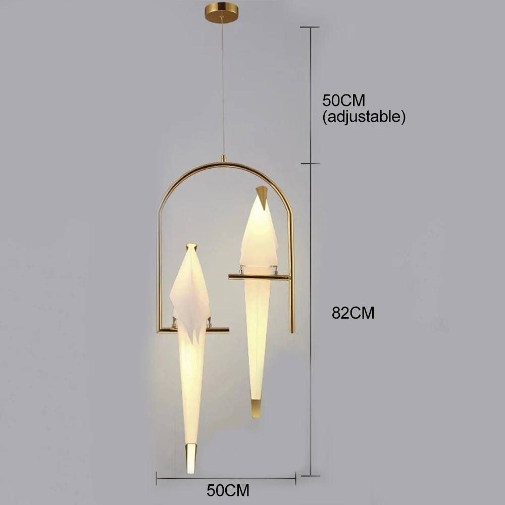 Люстра потолочная Скандинавский окунь птица Подвесная лампа постмодерн творческая личность спальня прикроватная Балкон ресторан простой кран светодиодный лампы - Цвет корпуса: 2 Heads Pendant
