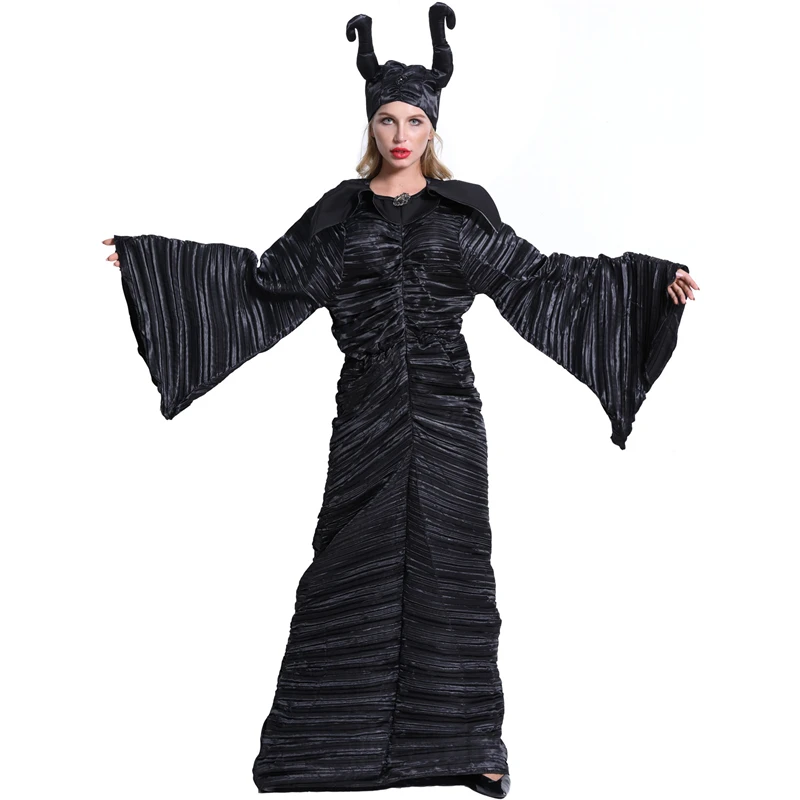 Maleficent: любовница злой ведьмы платье рога шляпа костюм косплей Хэллоуин Анжелина Джоли королева ведьмы головной убор маска