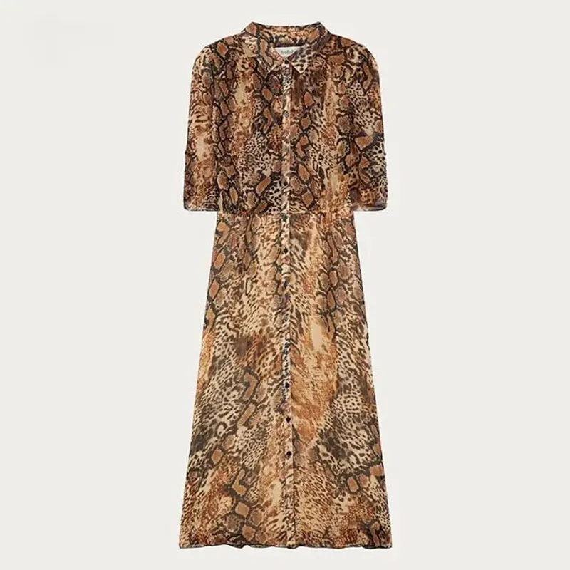 Women Dress New Snake Print Printed Slim Midi Dress