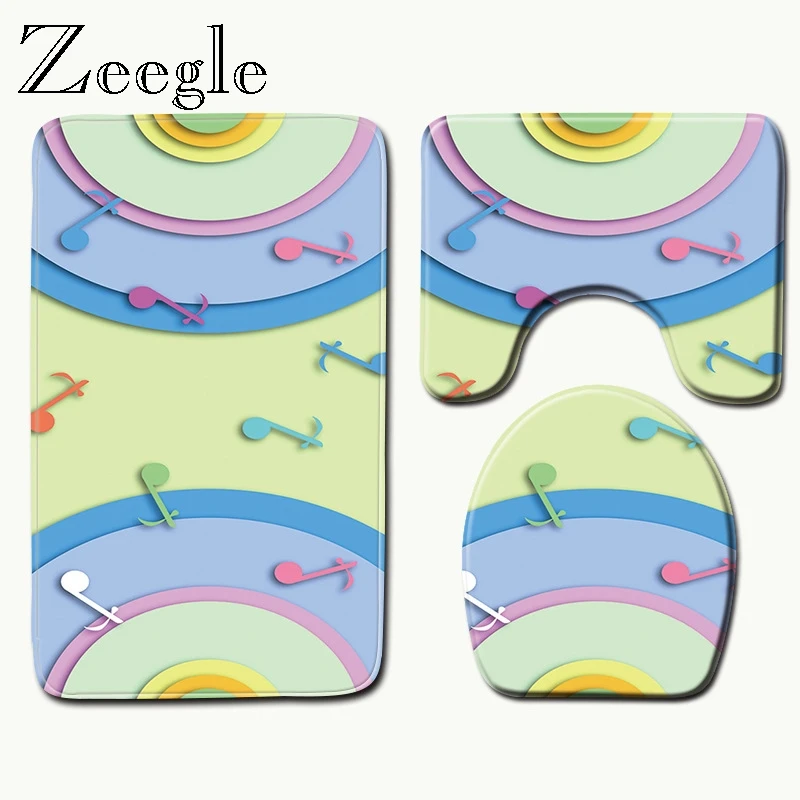 Zeegle Набор ковриков с музыкальным символом, нескользящий коврик для ванной, коврик для ванной из микрофибры, коврик для стиральной машины, коврик для туалета, ковер, напольные коврики