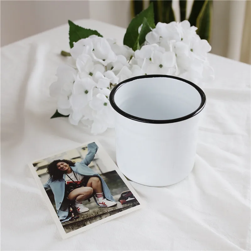 

10 cm width Rustic vintage nostalgic candlestick England enamel candle cup storage cup candle holder - 700 ml