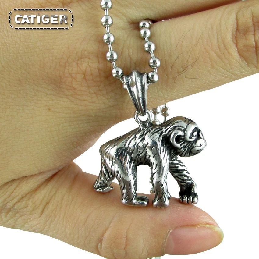 Free Shipping Fashion316L Stainless Steel Gorilla Necklace  Classic animal Orangutan Pendant Jewelry 5