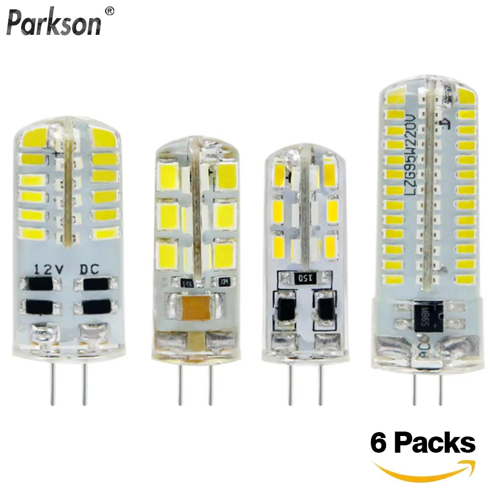 6 шт. светодиодная лампа G4 SMD 2835 3014 DC 12 В AC 220 1 Вт 3 кукуруза люстра сменные