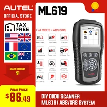 Autel MaxiLink ML619 сканер для диагностики авто автомобиля код ридер ABS SRS подушка безопасности OBD2 Автомобильный сканер Автоссылка AL619 бортовой компьютер