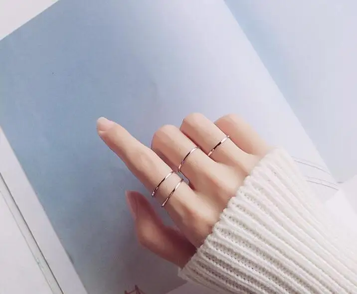 

Women's 1PC Very Thin 1MM REAL.925 Sterling Silver fINE jEWELRY Ring Knuckle Midi Finger Ring GTLJ1316