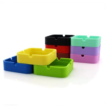 

Household Small Items smokeless ashtrays Silicone Square Ashtray Cigarette Smoke Smoking Ash Tray Stackable Home Pub wholesale