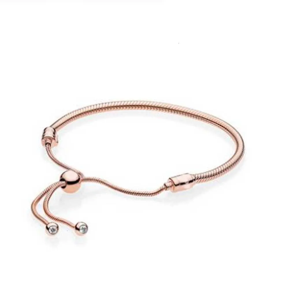 Ro se Go ld Co lor New Silver Law Gold and Pink Flash Sliding Bracelets Immediately Adjust European Lace Jewelry - Окраска металла: Ro se Go ld Co lor