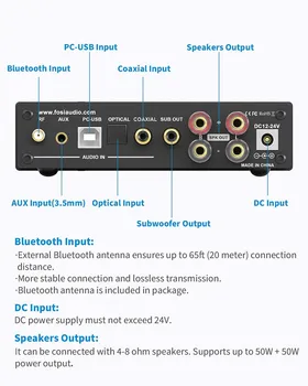 Усилитель мощности Fosi Audio DA2120A, Bluetooth, Hi-Fi, 2*50 Вт 3