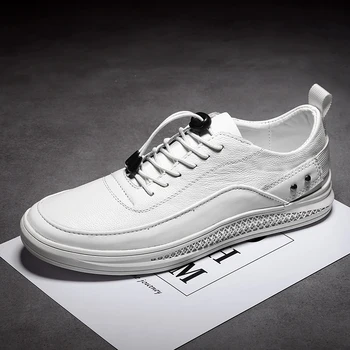 

Quality Genuine Leather Men's Casual Shoes Winter Trend Warm Sneakers Non-slip Rubber Fashion White Low Male Shoes