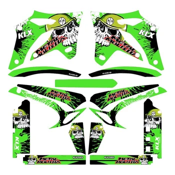 

For Kawasaki D-TRACKER KLX250 2004 2005 2006 2007 Green Skull Full Graphics Decals Stickers Custom Number Name 3M Matte