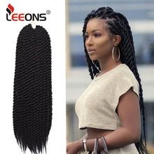 Leeons, высокое качество, 1" 18" 2", Гавана, Mambo, крученые волосы, вязанные крючком, косички, вязанные, синтетические волосы для наращивания, для черных женщин, 12 корней