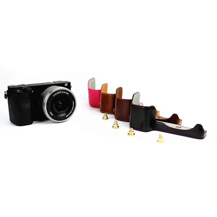 Винтажный кожаный чехол для камеры, половинный чехол для sony A6000 A6300 VH99
