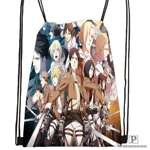 На заказ attack_on_titan_bowser_Drawstring рюкзак сумка милый рюкзак для детей(черная спинка) 31x40 см#180611-03-129