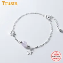 Trusta, натуральная 925 пробы, серебряный, модный, звезда, синтетический кристалл, браслет-цепочка для женщин, девушек, леди, подарок на день рождения, DS2377