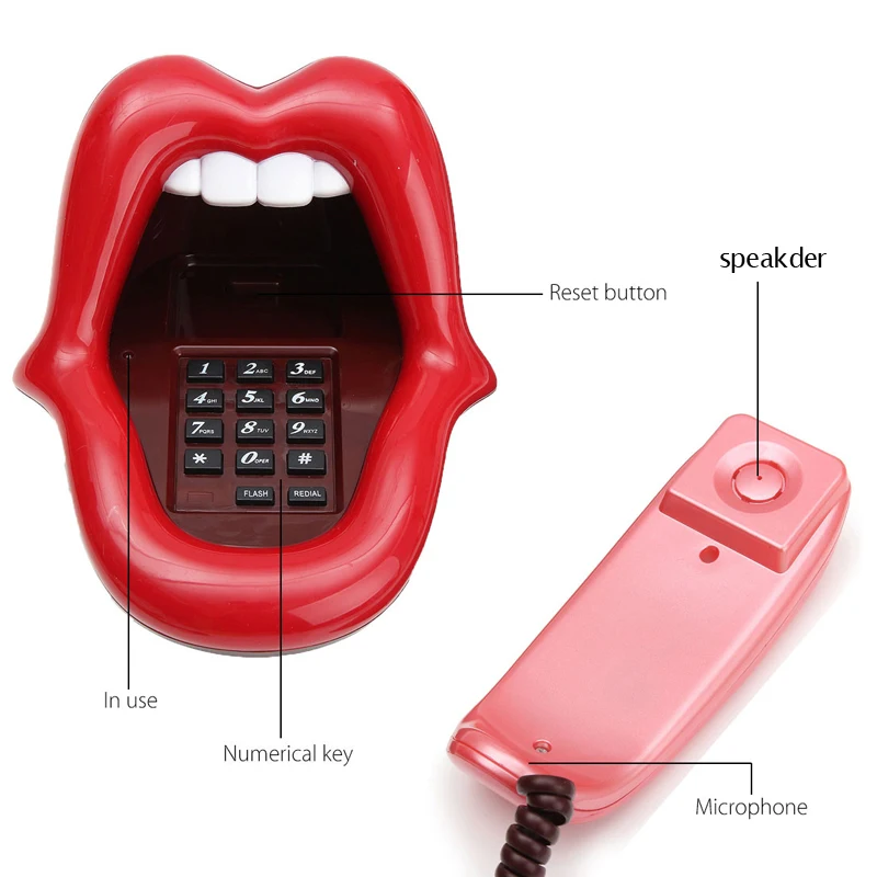 Миниатюрный телефон Red Lips Kiss landline house проводные телефоны для дома портативная