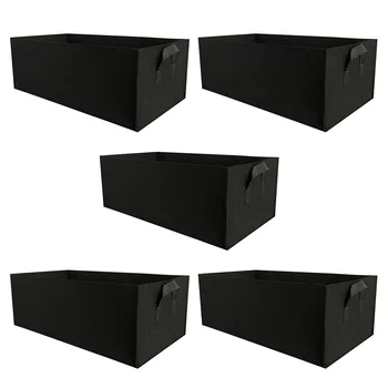 

5pcs Felt Planting Container Rectangle Grow Bag Outdoor Indoor Flowers Vegetables With Handles Breathable Tomatoes Potatoes