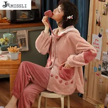 JRMISSLI зимняя Пижама женская толстая пижама с длинными рукавами женская теплая Пижама большого размера домашний костюм пижама для женщин сон