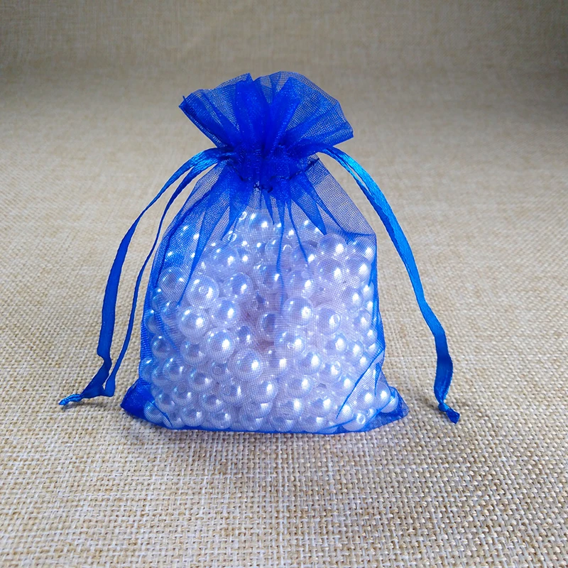 Royal blue 500 шт. мешочек для ювелирных изделий на шнурке, 5x7 7x9 9x12 10x15 см, сумки из органзы, Свадебная Упаковка, подарочный пакет, вечерние сумки для украшений - Цвет: Royal blue