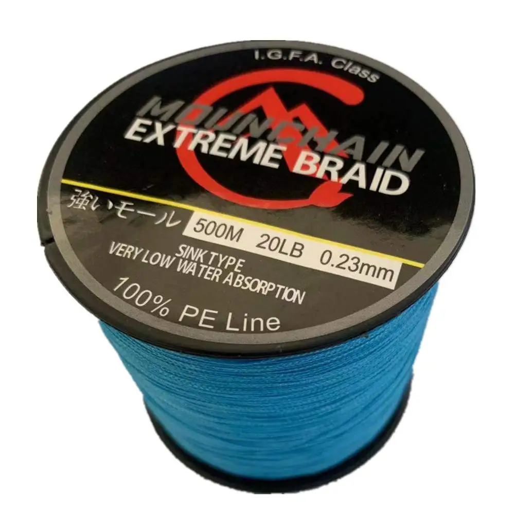

500M Blue Fishing Line 4 Strands Braided Fishing Line 10-40LB Multifilament Smooth Fishing Line Outdoor Fishing Accessories