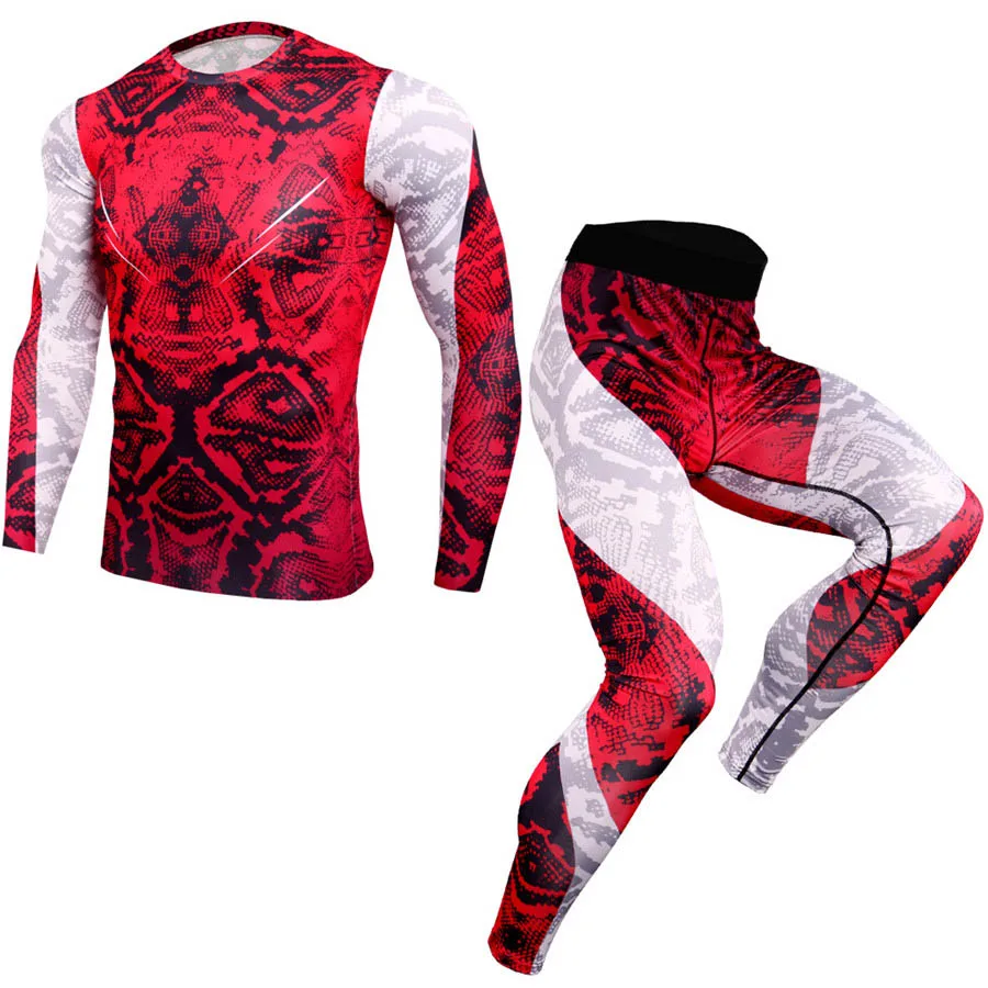 

3D Compression Fitness T-Shirt Pants Running Set Men Baskrtball Sports Suits Gym Jogging Tracksuits Workout Tights Sportswear