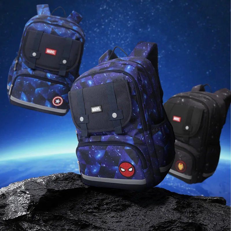 2022 Disney New School Bags For Boys Spider Iron Man Captain America Primary Student Shoulder Orthopedic Backpack Mochilas