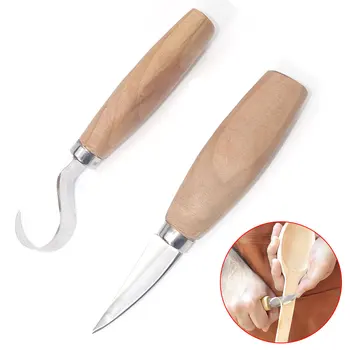 

2PCS Tools Wooden Handle Straight Cutter Clay DIY Bend Carving Knife Craft Arts Safe Stainless Steel Engrave